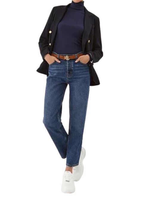 Maglione Donna blu con dettagli a coste POLO RALPH LAUREN | 211814422015